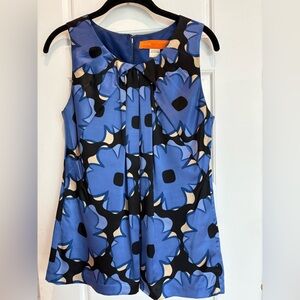 Cynthia Steffe Blue and Black Floral Blouse